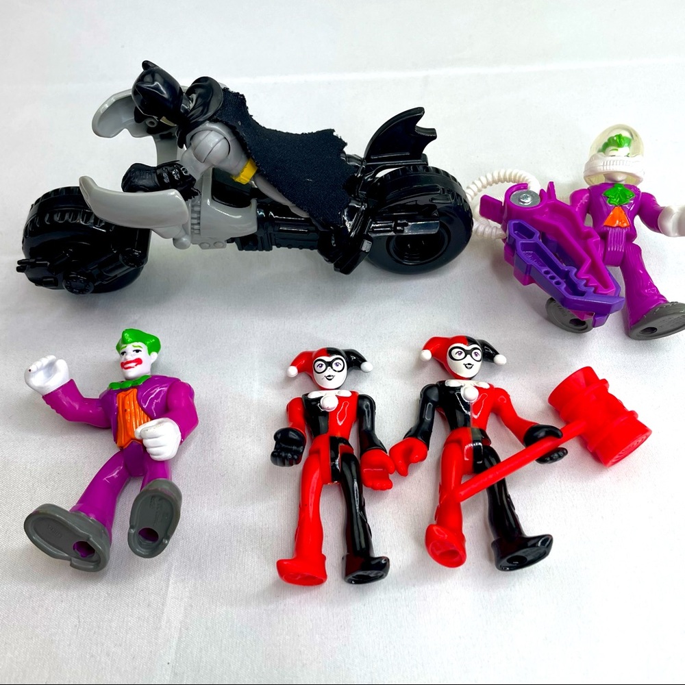 Imaginext DC Comics Lot Figures Vehicle Batman Joker Harley Quinn Batmobile